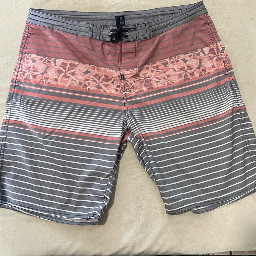 Men's Gray and Pink Swim Shorts